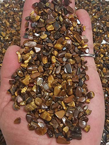 Jm 1.1 Lb Nature Stones & Crystal Tumbled Chips Gemstone Crushed Pieces Irregular Shaped Jewelry Making Home Crafts Projects Flower Pot Fish Tank Decoration Gift (Tiger's Eye) #TOP1