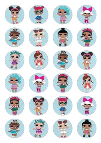 24 x Lol Dolls Celebración Papel comestible Cupcake Decoración para tarta cumpleaños