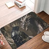 TZTTZT Medieval Knight and Dragon Front Door Mat, Front Door Mat Indoor Outside Entrance, Easy Clean Doormat Outdoor Entrance Patio Rug 16x24 Inches All-Season Use