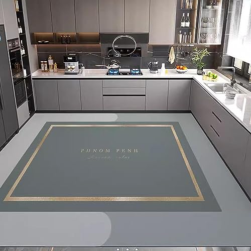 Alfombra de cocina lavable de 120x120 cm con base antideslizante segura