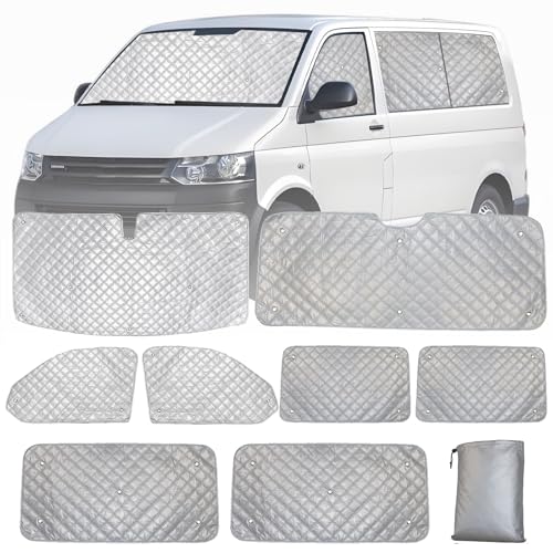 8 PCS Thermomatte Fahrerhaus Ersatz für VW T5/T6, Sonnenschutz Windschutzscheiben Schutz Set, Cover Sonnenblenden für Frontscheibe mit Aufbewahrungstasche 8 PCS Thermomatte Fahrerhaus Ersatz für VW T5/T6, Sonnenschutz Windschutzscheiben Schutz Set, Cover Sonnenblenden für Frontscheibe mit Aufbewahrungstasche