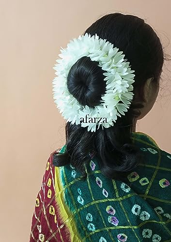 Image of Fabric Artificial gajra for hair bun juda accessories mogra jasmine for women pack of 4 pcs.White
