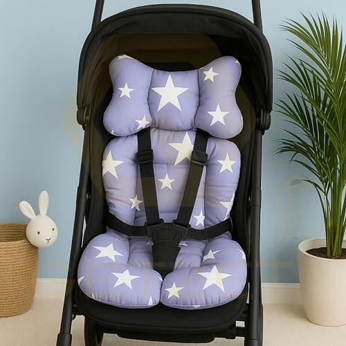 Image of Baby Stroller Seat Liner, And Breathable Reverse Side Non - Slip Suede Fabric, Cotton, Toddler Seat Stroller Accessories, Cushion Pad Soft Pillow Cooling Pram Chair Comfortable Seat Pad Back Support Mat Liners.