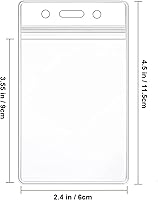 Vista 2 de 100 unidades de soporte para tarjetas de identificación, transparente, vertical, impermeable, de plástico, para oficina, escuela, evento, conferencia