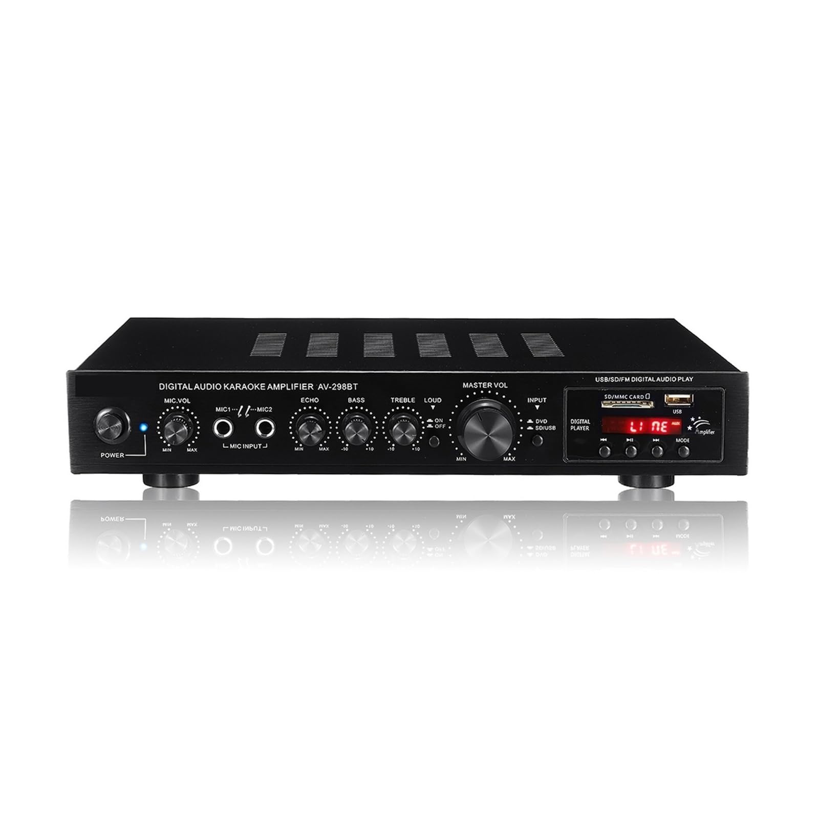 Wzmacniacz audio, 4000 W 5-kanałowy stereofoniczny wzmacniacz AV samochodowy subwoofer LED cyfrowy do do domowego majsterkowania
