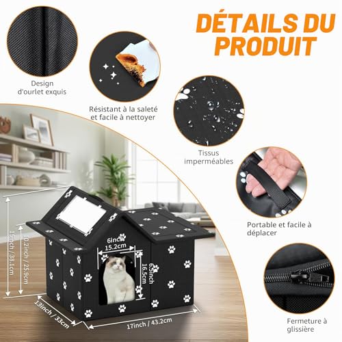 Niche pour chat extérieur lavable et résistante aux intempéries - 4