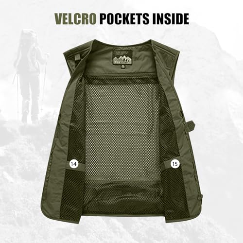 Aotorr Mens Outdoor Safari Cargo Photo Travel Work Fishing Vests For Men Multi-Pockets Armygreen Xl thumb #4