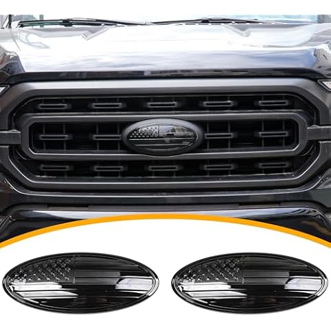 RERPRO 9.5" Front Grill Rear Tailgate Emblem Cover Trim Compatible with 2015-2023 Ford F150 Exterior Accessories Decor Overlay American Flag Oval Emblem Protector Decoration Decal 2 Pack Cover