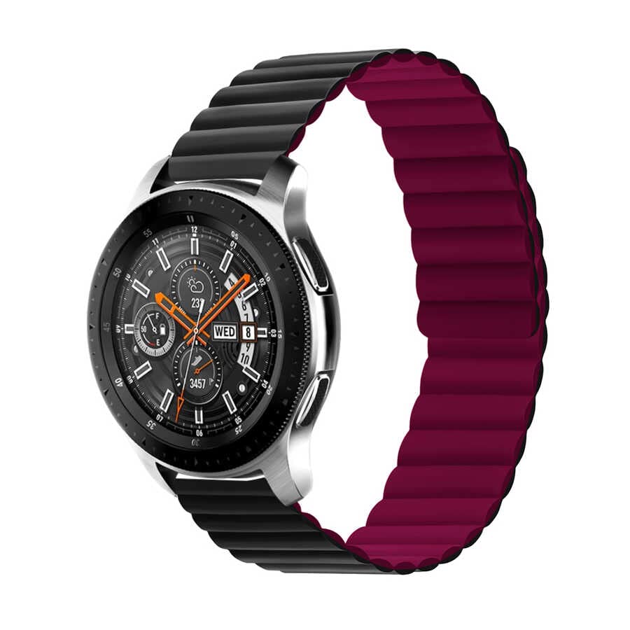 Zore Galaxy İle Uyumlu Watch Active 2 40mm KRD-52 Kordon Siyah-Kırmızı