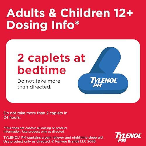 Tylenol PM Extra Strength Caplets, 500 mg Acetaminophen, 100 ct - image 6