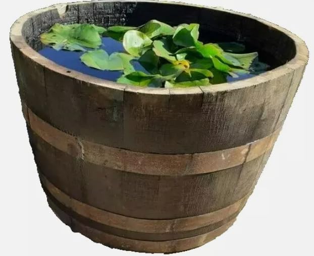 Half Wine Barrel Oak Made into Mini Flower Pot or Mini Pond Diameter 70 cm Oak Barrel, Wine Barrel, Pot, Tray, Tub Wooden Planter for the Garden