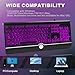 Large Print Backlit Computer Keyboard, 7-Color Backlit Keyboard with Wrist Rest, USB Plug-and-Play, Oversize Letters Keys Easy to See and Type, Wired Light Up Keyboards for Laptop, PC, Gaming