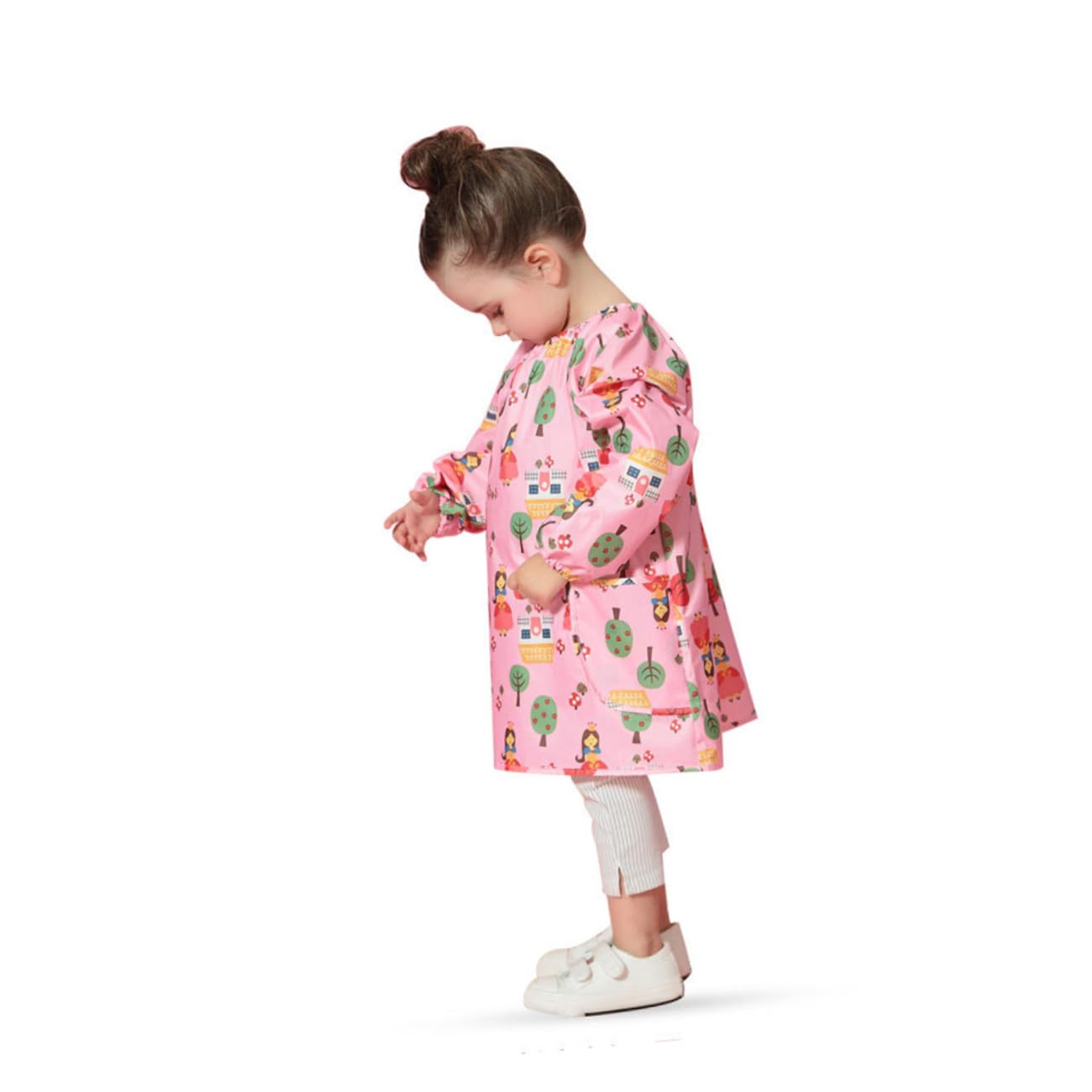 Hemobllo Tablier de Peinture Imperméable Rose en Polyester pour Garçon et Filles, Blouse D'art Manches Longues, Résistant aux Taches, pour Dessin et Peinture