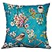 Produktbild Xmiral Kissenbezüge Kissenhüllen Leinenmischung Blume Vogel Drucken Schmücken Kopfkissenbezug 45x45cm(D)