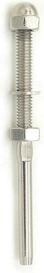 Cable Railing Swage Threaded Stud Tension End Fitting Terminal for 1/8" Cable Deck Railing Hand Swage T316 Stainless Steel Marine Grade-10 Pack
