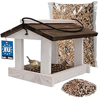 dobar® 90061FSCe Vogelvoederhuis hangend - klein vogelhuis voedersilo - massief voederstation voor wilde vogels - voederhuis voor tuin/terras/balkon - 16 x 16 x 24 cm - groen