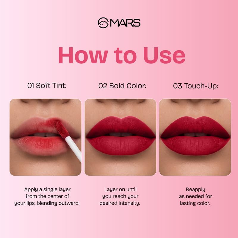 Image of MARS Love Track Velvet Lip Tint (2.8ml) (EIGHT KISSES) | Velvet Matte Finish | Non-Sticky & Lightweight | Highly Pigmented | Comfortable Wear