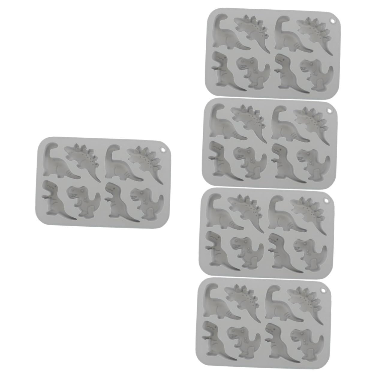 Amosfun 5St Dinosaurier-Silikonform pralinen silikonform dino silikonform tierische Süßigkeitenform Schokolade backen Cookie-Tablett Keksformen Antihaft-Schokoladenform Kieselgel Grey