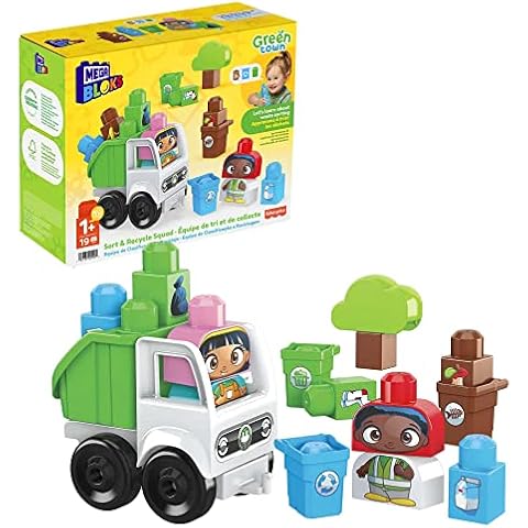 Mega Bloks Equipo de Reciclaje Green Town - Juguete de Construcción - 18 Bloques para Construir Camión y 2 Personajes Cover