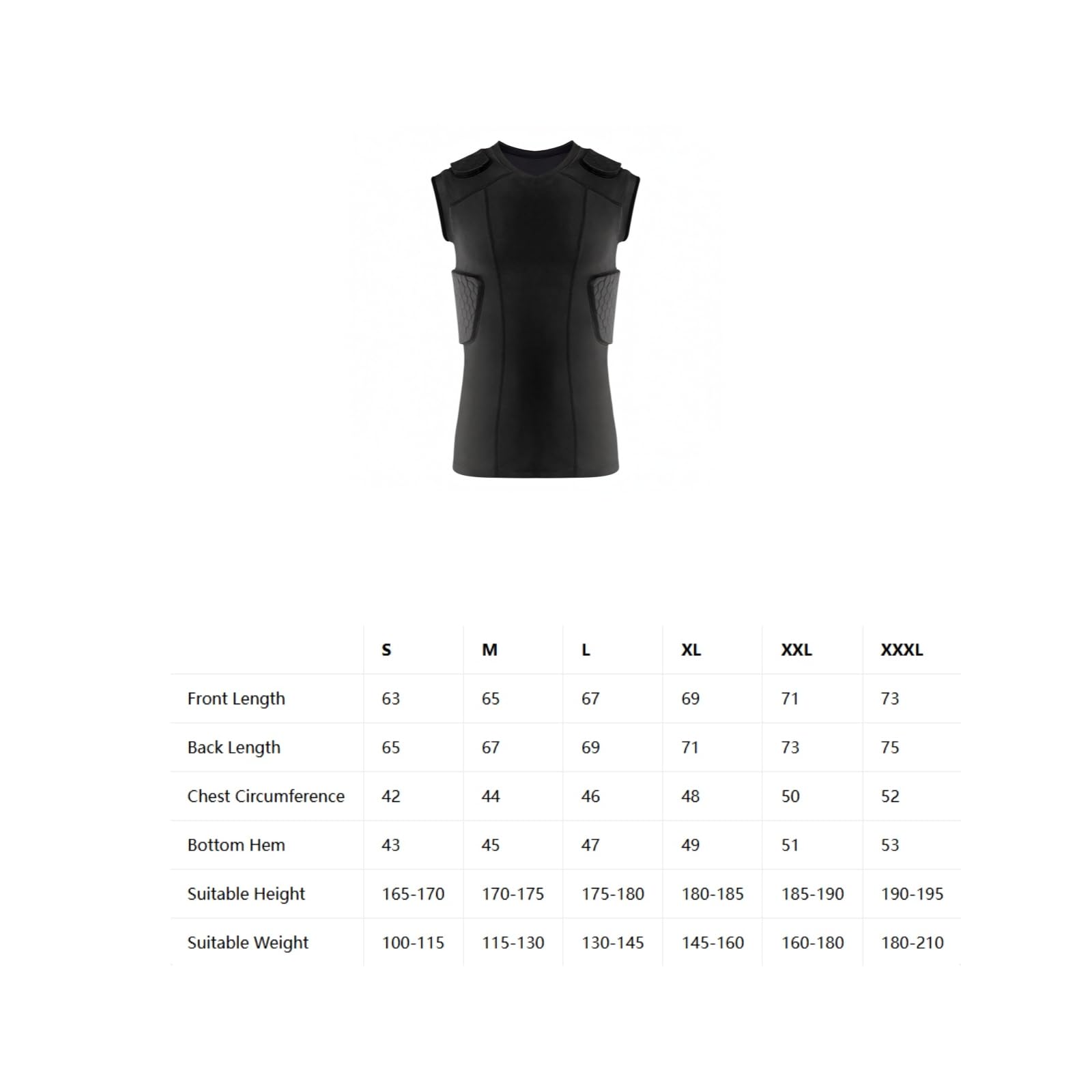 Unterziehweste mit Protektoren Gepolsterte Schulterbereiche, atmungsaktives stretchmaterial, sportweste, für kontaktsport, fitnessstudio, sportler