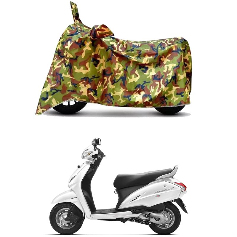 Image of Waterproof 100% PVC Coated Full Bike Scooty Two Wheeler Body Cover Compatible for Honda Activa 3G /UV-Rays /Heat Protection /Birds Dropping /Scratchproof /Dust Proof s[6X6 Jungle Print]