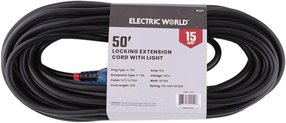 Electric World RV 30 Amp 30' 90 Degree Angle Detachable Cordset with Light | RV Power Solution