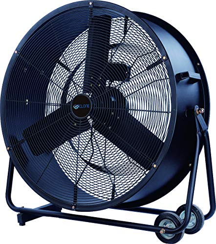 Cyclone 24" Black Industrial Drum Fan in 230v Solid Steel Construction with 3 Speed Settings