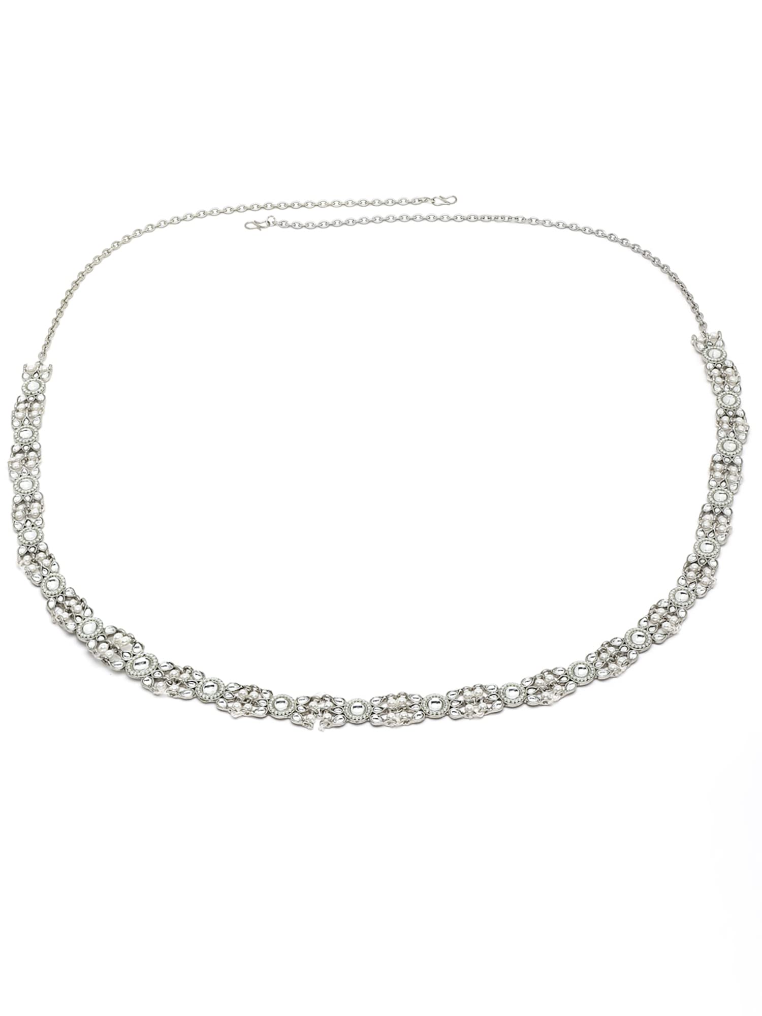 Karatcart Oxidised Silver Pearl Studded Kundan Handcrafted Kamarbandh (B0B1MC52KS) Amazon Price History, Amazon Price Tracker