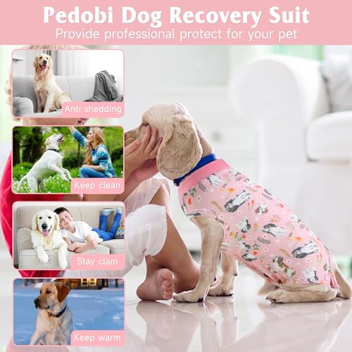 Image of Dog Surgery Recovery Suit with 2Pcs Dog Diapers for Surgery Female Male Dogs, Pet Recovery Shirt Dog Abdominal Wound Bandages, Substitute E-Collar & Cone, Prevent Licking Dog Pet Surgery Suit M