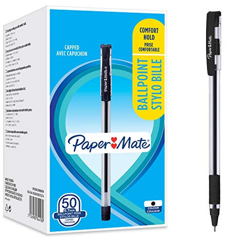 Penna A Sfera Paper Mate FlexGrip Ultra - Con Impugnatura Gommata, Punta 1 Mm, Confezione Da 5, Inchiostro Blu