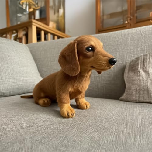 GTFYUDGH Spielzeug Hund Dackel, 17x15x10cm Plüschtier Hund Realistisch Dackel, Dackels Kuscheltier, Süßes Realistisches Wurst Hunden Welpe Stofftier Für Kleinkinder Mädchen Geschenk Geburtstag