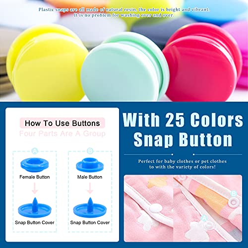 Glarks 300 Sets Plastic And Metal Snap Buttons With Snaps Pliers Set, 250Sets Round, Heart And Star Plastic Snap Buttons With 10Sets Metal Snap Buttons For Clothes Sewing, Bibs, Rain Coat Crafting #TOP2