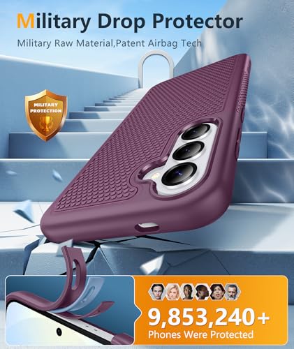 Image of FNTCASE for Samsung Galaxy S26 Plus Case: Military Grade Drop Protection, 14ft Drop Tested, Screen Protector Included, Anti-Slip Anti-Fingerprint Dual Layer Shockproof Phone Case Cover (Burgundy)