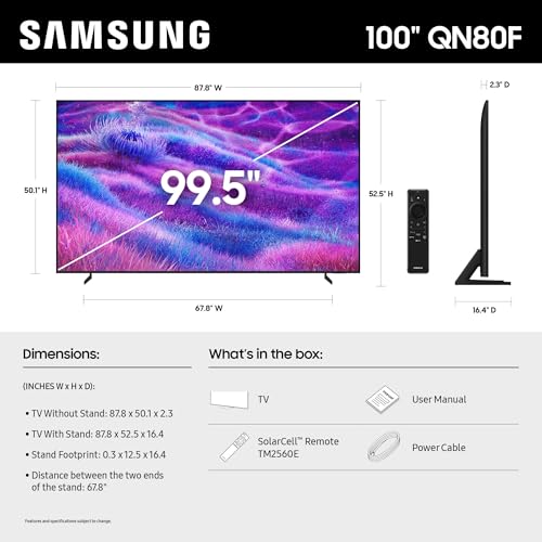 Image of Samsung 100-Inch Class Neo QLED QN80F 4K Mini LED Smart TV (2025 Model) NQ4 AI Gen2 Processor, Quantum Matrix Technology Core, 4K AI Upscaling, Dolby Atmos, Samsung Vision AI, Alexa Built-in