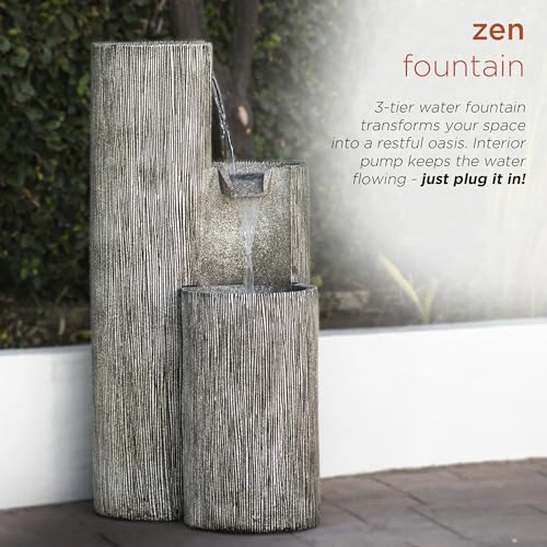 image for Alpine Corporation GIL1482 41” Outdoor 3-Tiered Weathered Stone Wate