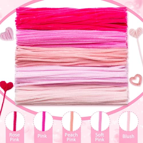 Image of Peryiter 500 Pcs Pipe Cleaners for DIY Flower Bouquets, Chenille Stems for Graduation Bouquet Crafts, Fuzzy Sticks for Handmade Flowers, DIY Gift, Art Projects(Pink,12 Inch)
