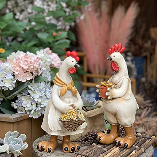 Voor Kantoor Garden Familiekamer Abstract Ornamenten Beeldjes Kunst Gift Home Decor Accenten Beeldje Ornamenten, Creatieve Dier Paar Karakter Kip Standbeeld Balkon Decoratie Tuin Binnenplaats Decor - Image 3