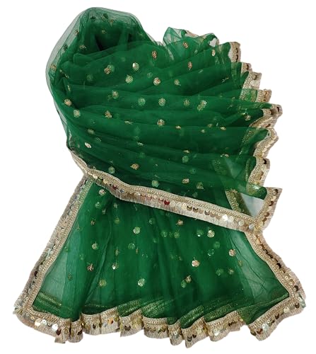 Image of Navti Creations Women's Lightweight Net Dupatta With Sequence Embroidery & Kiran Border (Length 2.25m)