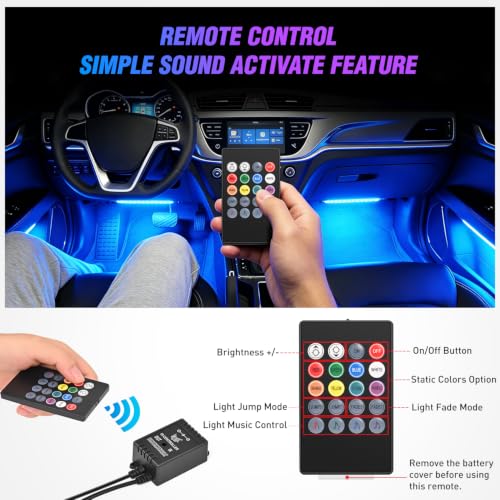 Nilight 4PCS 48LED Car USB Interior Neon Accent Lights RGB Remote Control - Image 3