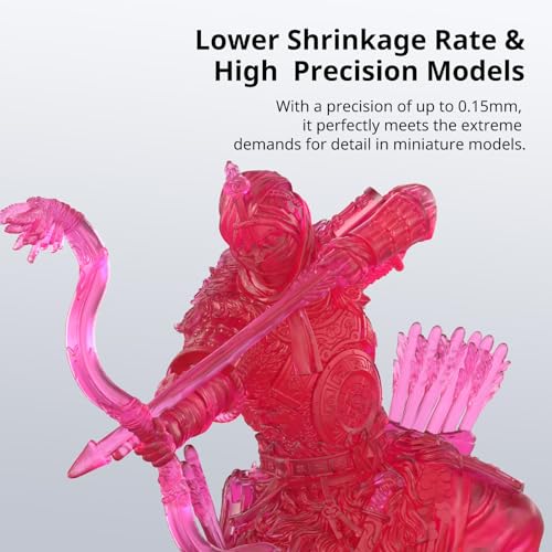 Image of ANYCUBIC Water Washable 3D Printer Resin 2.0, 405nm High Precision 3D Resin, Low Shrinkage Photopolymer Resin for 4K /8K /12K Capable LCD DLP Resin 3D Printer Printing (Clear Red, 1000g)