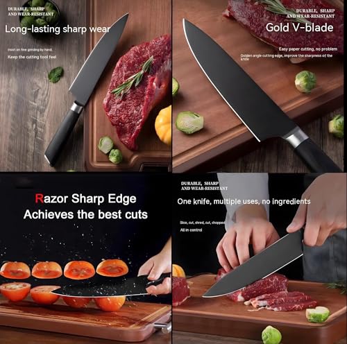 Image of 24x7 eMall Damascus Matt Black Japanese Chef Knife 8 inch Carbon Steel Box