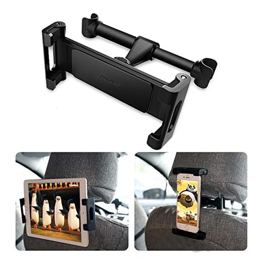 Hållare för bilsurfplatta, POMILE bil nackstöd montering surfplatta med 360° rotation justerbar, stativvagga, kompatibel med 4-12,9 cm smartphones/iPad/surfplattor