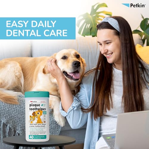 Image of Petkin Plaque Fresh Mint Toothwipes 80 Count Dog & Cat Dental Cleaning | Fresh Mint Dental Wipes