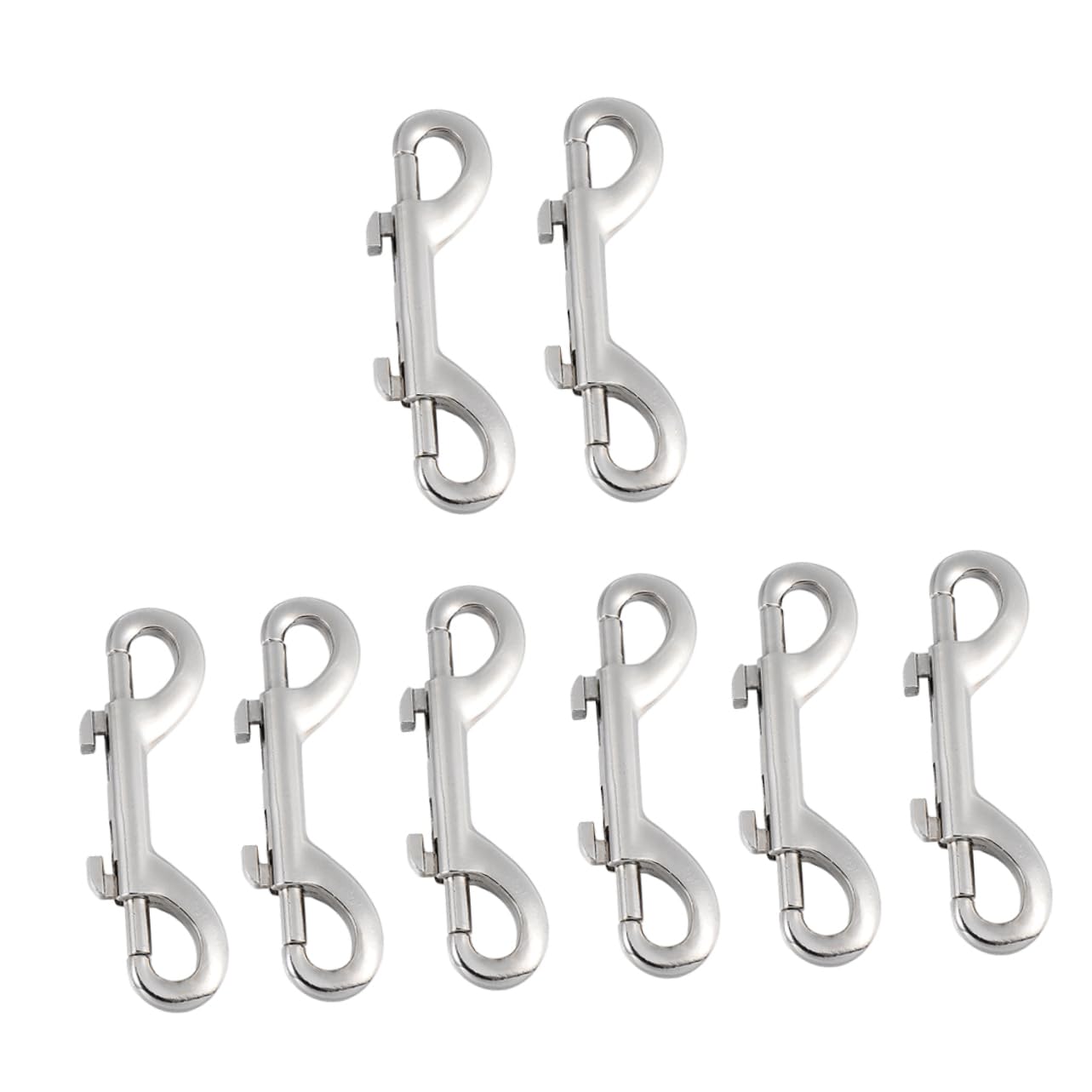 CHILDWEET 8pcs Two-end Binding Hook Bolt Snap Hook Swivel Eye Bolts Heavy Duty Hooks Double Ended Bolt Hook Clip Keychain Key Holder Snaps Hook Swivel Eye Bolt Snap Stainless Metal Silver
