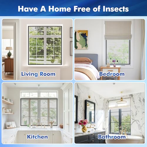 FOYIOLRU Fliegengitter Fenster, 2 Stück 150 x 180cm Insektenschutz Fenster mit Gesteigerte höherer Klebkraft Klettband, Fliegennetz & Mückennetz für Fenster, Schwarz