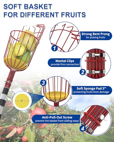 Image of 26FT Reach Pole Saw, Telescoping Tree Trimmer with 5-20FT Extension Pole, Sharp Steel Blade and Scissors, Fruit Picker, Extendable Long Handle Tree Pruner for Yard Garden Trees Palms Shrubs