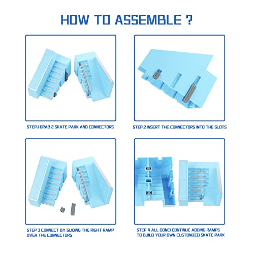 Plsoppkg 5Pcs Skate Park Kit Ramp Parts For Finger Skateboard Park Kit Part Training Props With Finger Skateboards Finger Bikes Skates Scooters And More(Blue) #TOP2