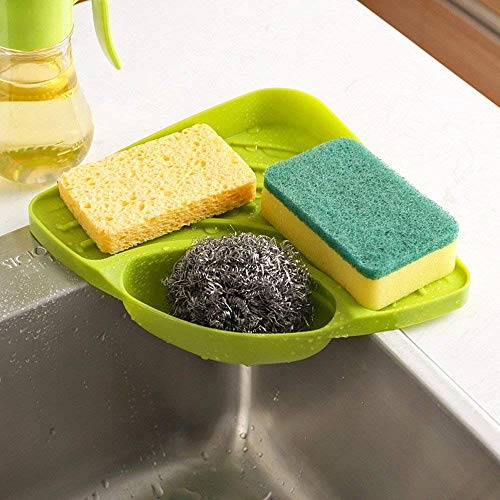 Image of FreshDcart Plastic Kitchen Corner Shelf with Tray Holder Multipurpose Kitchen Sink Organizer Tool for Dish Wash (Large, Multicolor)
