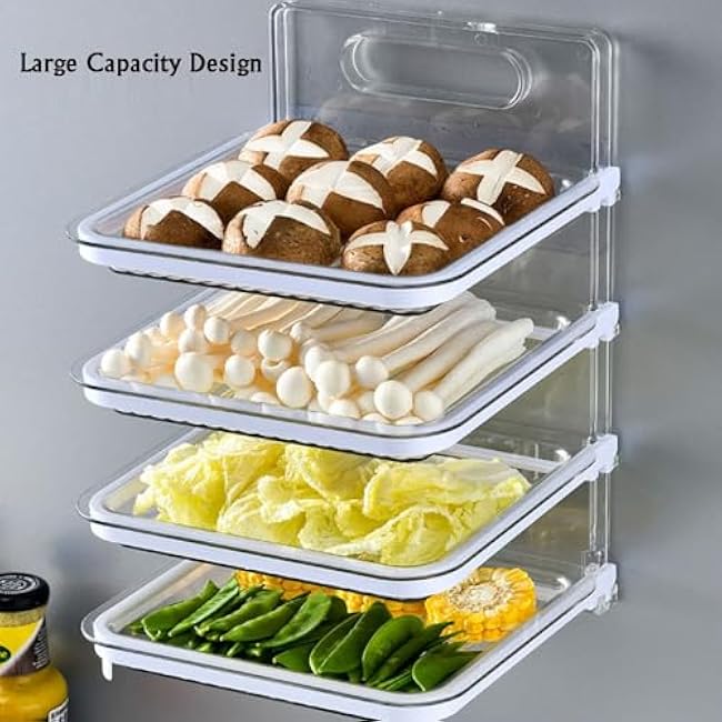 Multilayer Food Sorting Tray,Wall Mounted Kitchen Rack, Stackable Vegetable Preparation Trays for Hot Pot Food Preparation(Green)