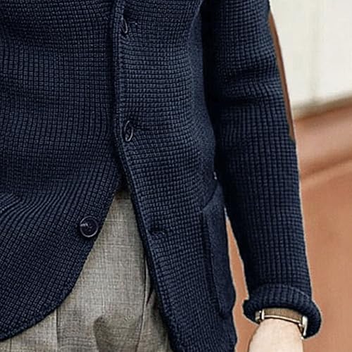 Mens Stand Collar Cardigan Sweaters Knit Textured Sweater Button Down Cardigans4